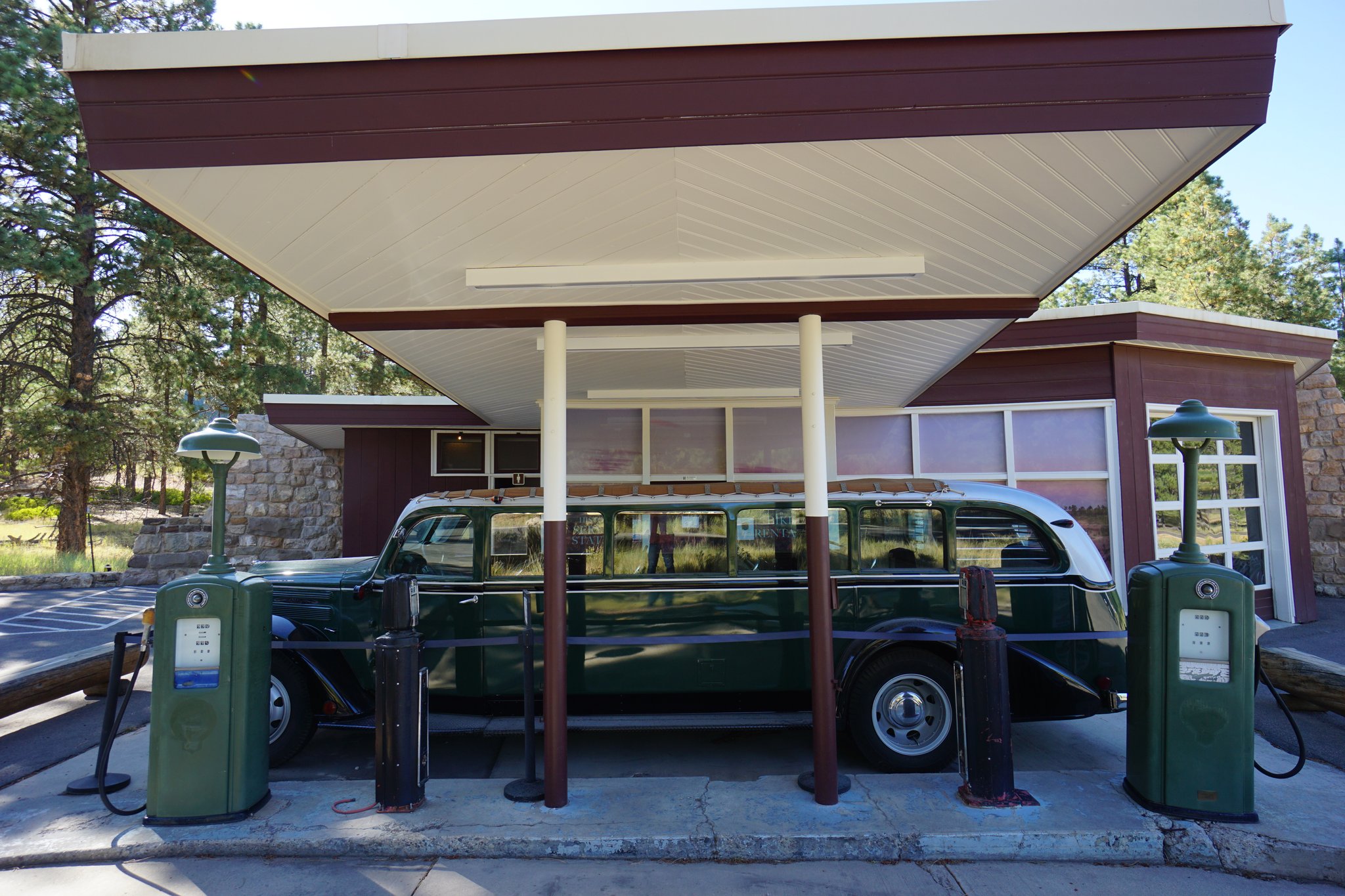 Bryce Canyon Historic Gas Station and Vintage Green Car