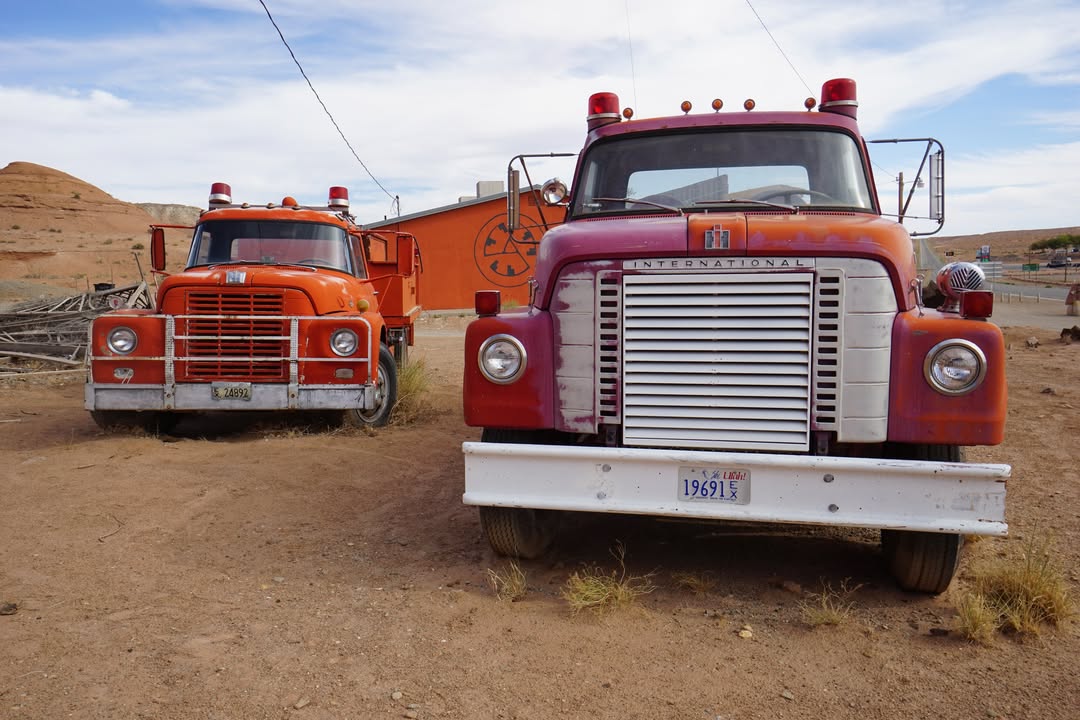 Antique Firetrucks at Hollow Mountain Gas Station