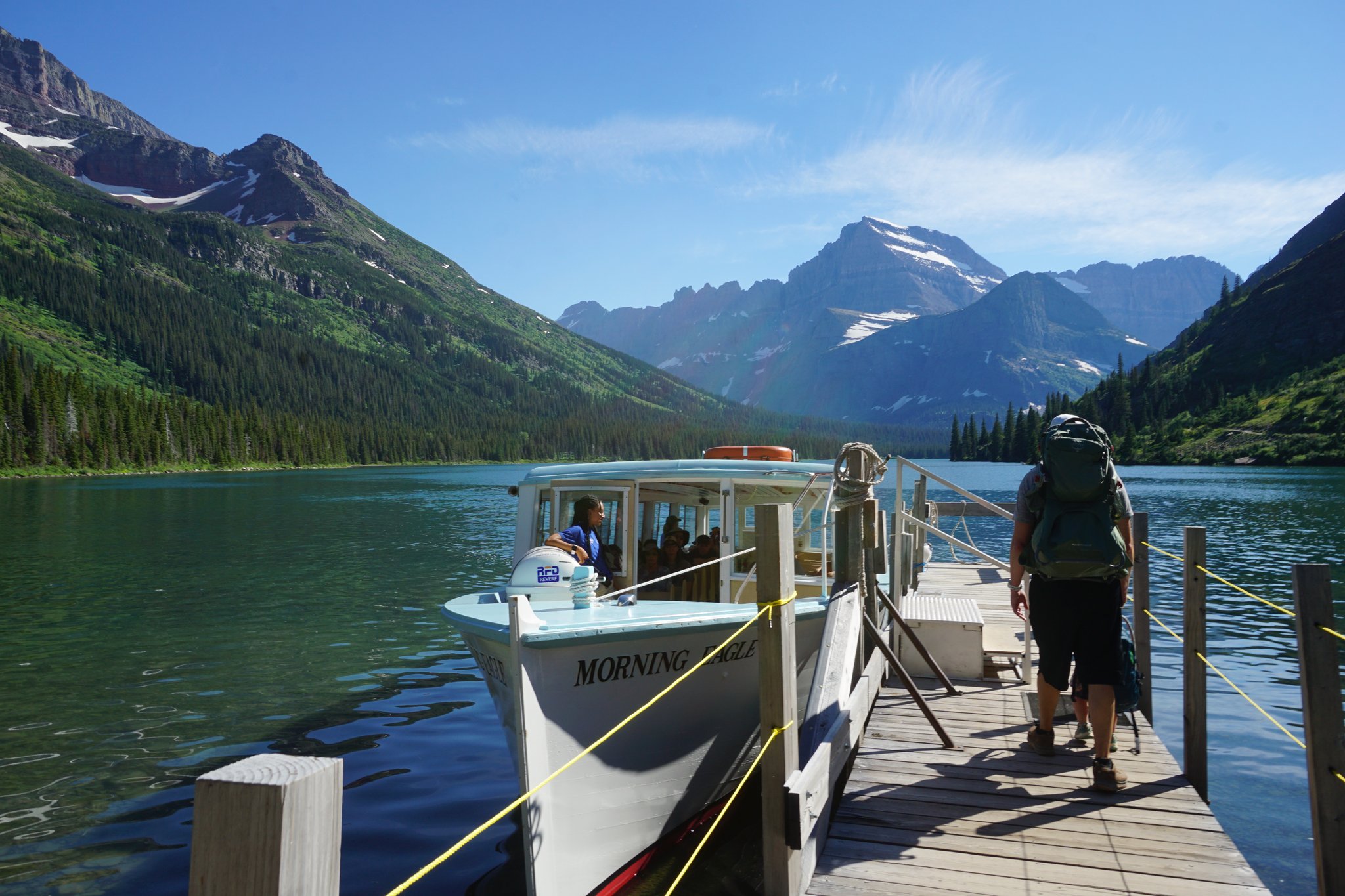 Boarding Morning Eagle on Lake Josephine