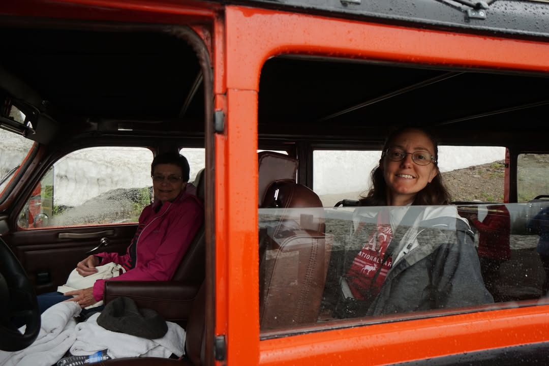 Red Bus Parked at Siyeh Bend
