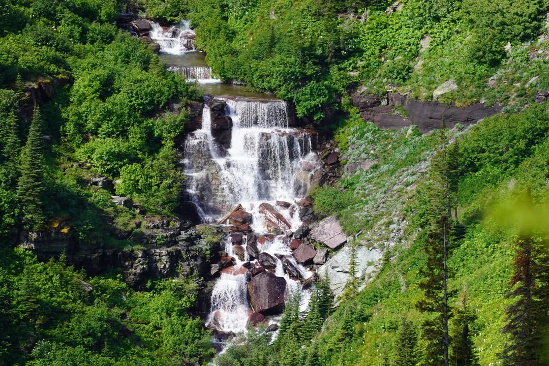 Waterfall along Iceberg Lake Trail