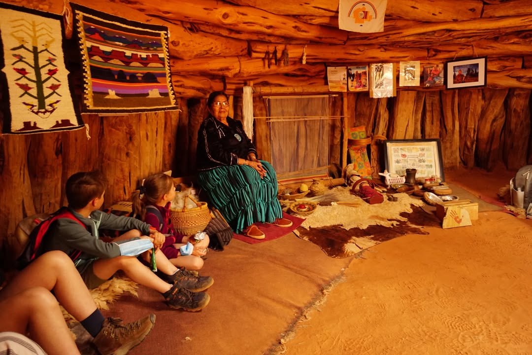 Guided tour stop at Traditional Hogan