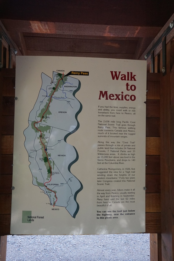 Pacific Crest Trail Sign at Rainy Pass Trailhead