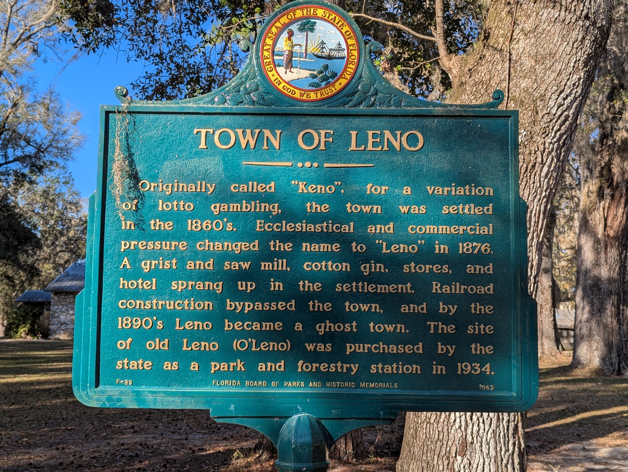 O'Leno State Park Sign