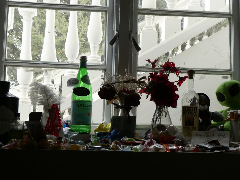 Memorial in Paul's old office window at Stanley Hotel