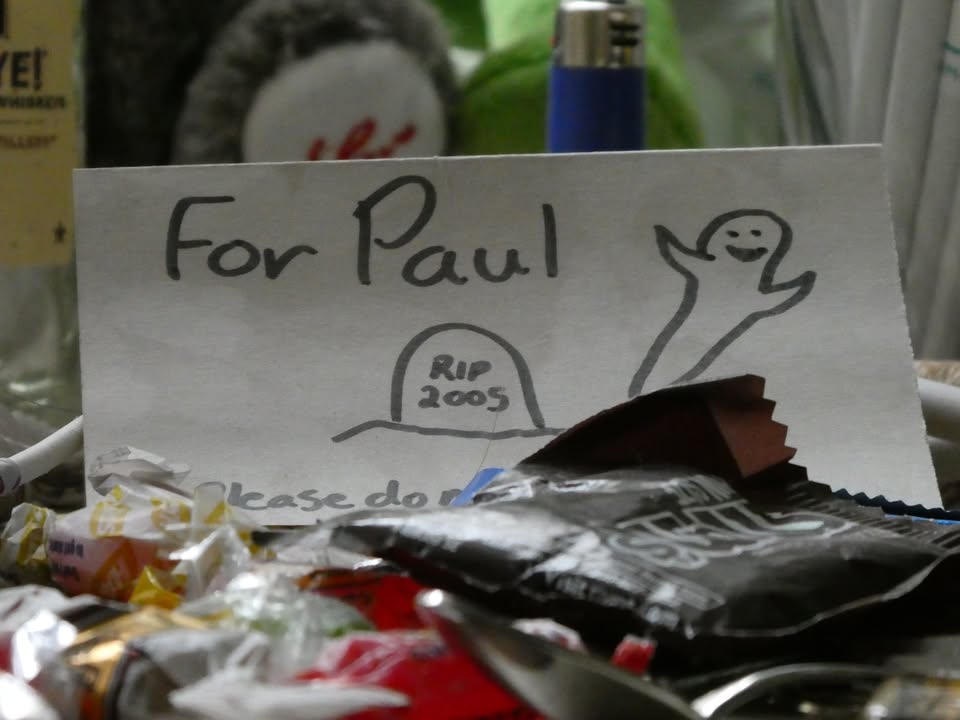 Memorial in Paul's old office window at Stanley Hotel