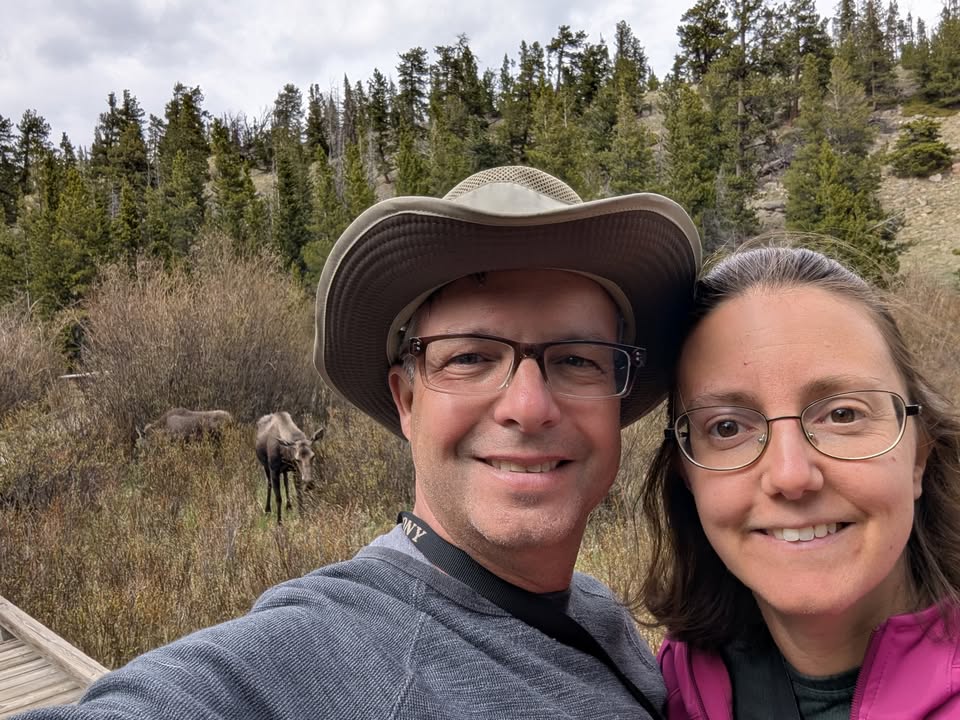 Selfie with Moose at Beaver Ponds Boardwalk