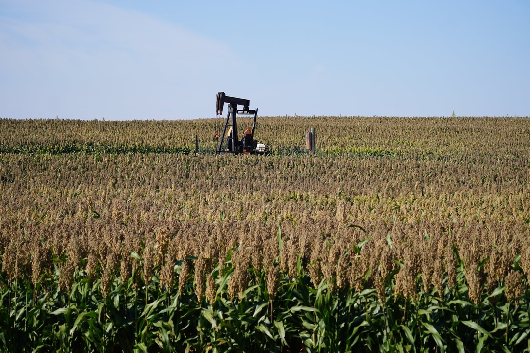 Nearby Farm with Oil Pumpjack